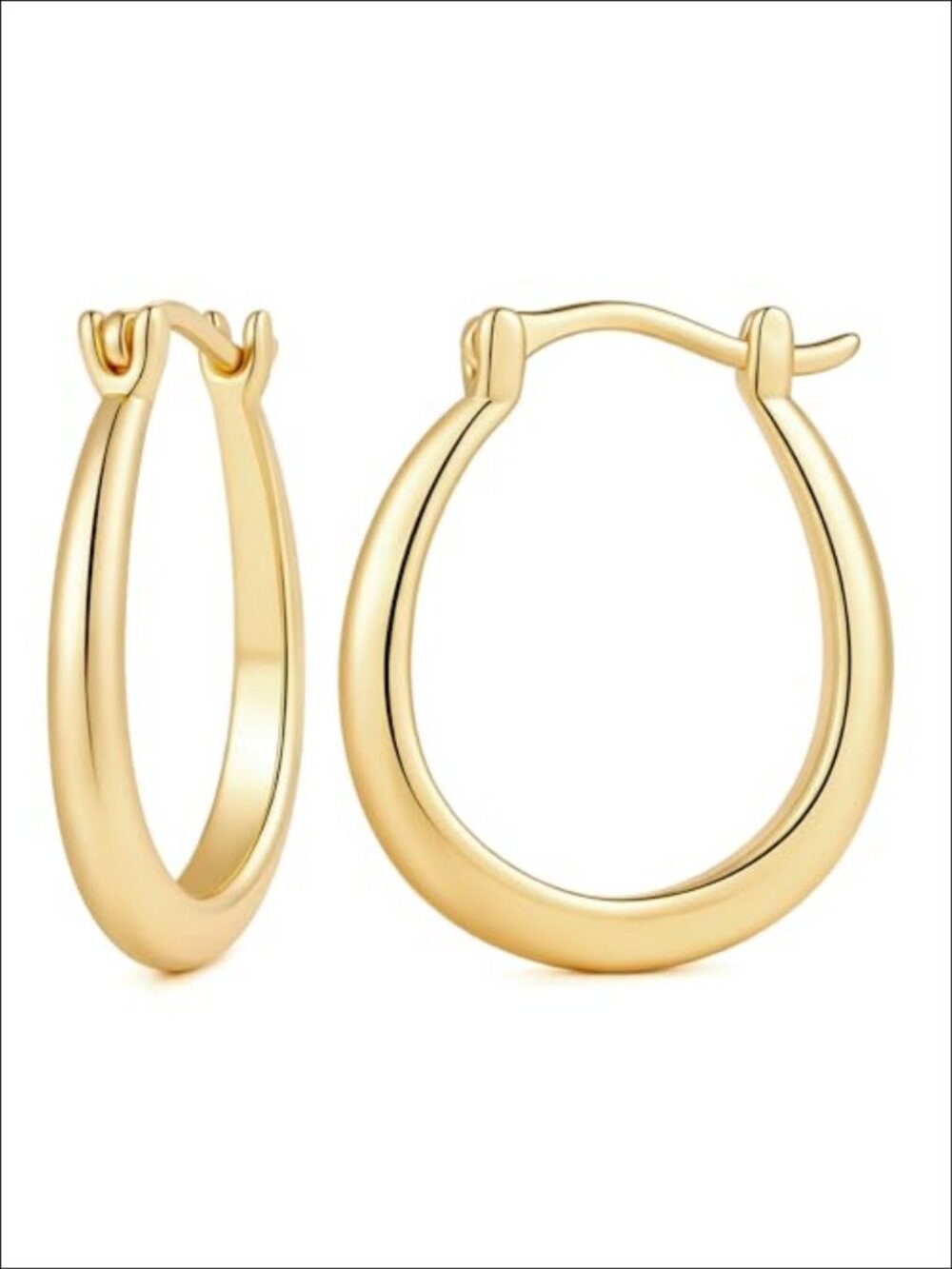 14K Gold Plated Curved Hoop Earrings for Women Everyday Style